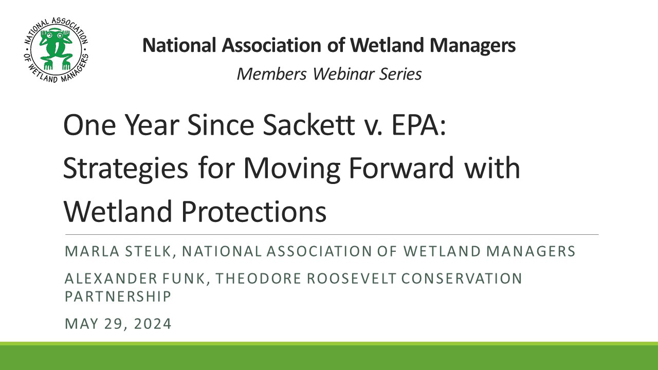 Part 1: Introduction: Portia Osborne, National Association of Wetland Managers