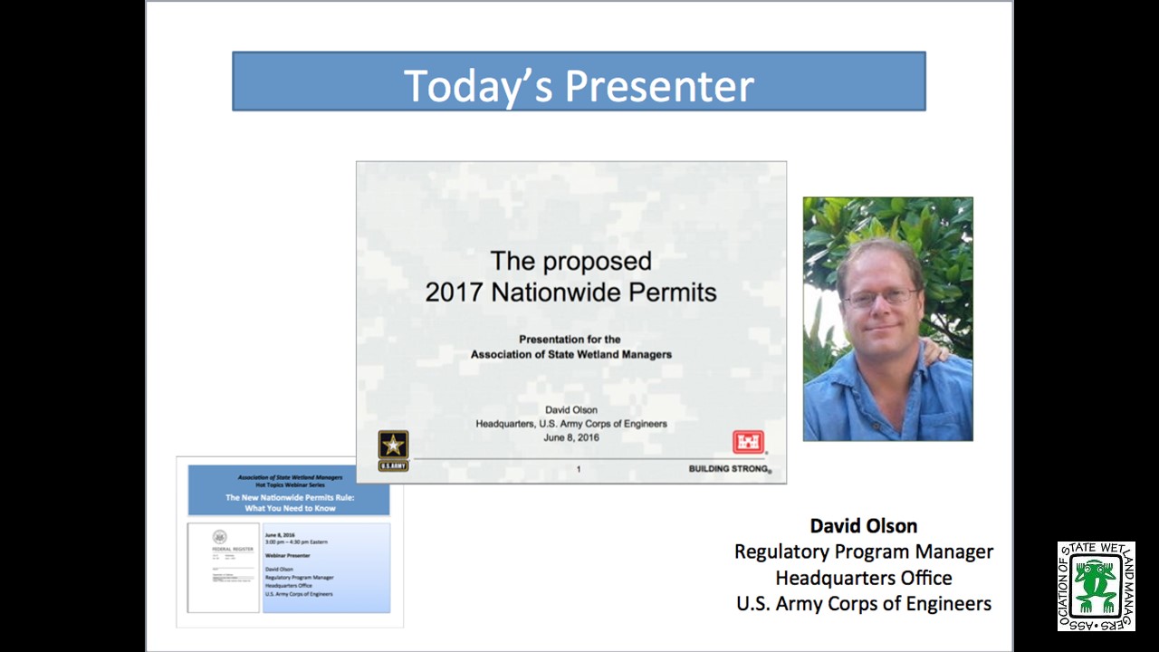  Part 2: Presenter: David Olson, U.S. Army Corps of Engineers