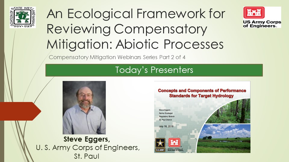 Part 2D: Presenter: Steve Eggers, U.S. Army Corps of Engineers, St. Paul District