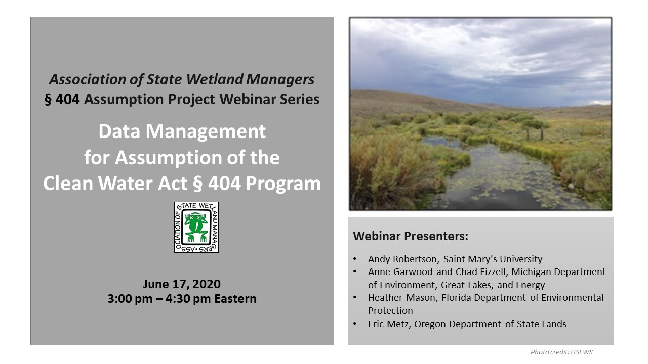 Part 1: Introduction: Brenda Zollitsch, Association of State Wetland Managers; Presenter: Joe Williams, Ecosystem Investment Partners