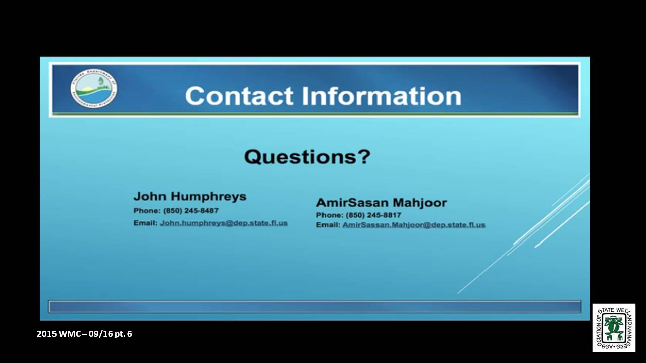 Part 5: Presenter: John Humphreys, Florida Department of Environmental Protection